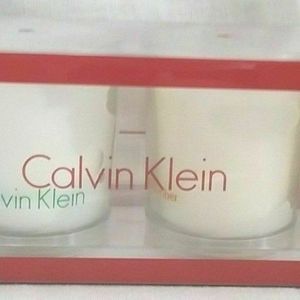 4 set of CALVIN KLEIN CANDLE VOTIVE CINNAMON BERRY MOUNTAIN FIR MAHOGANY AMBER